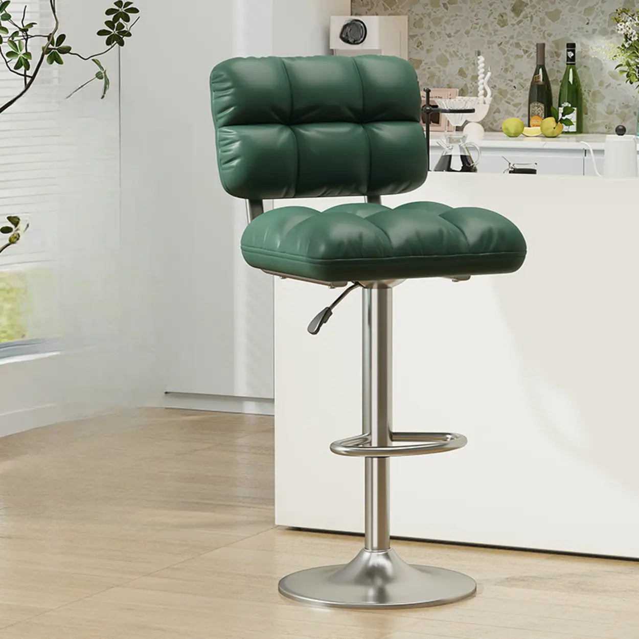 Green Rotating Adjustable Height Bar Stool — Blackish Green