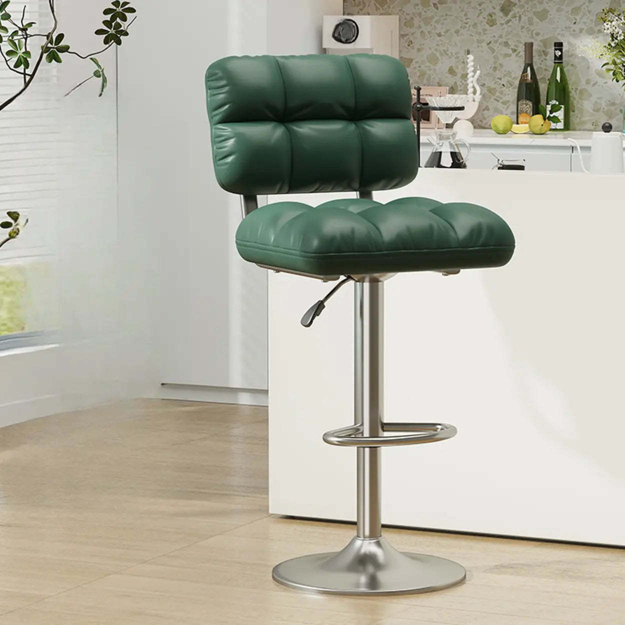 Green Rotating Adjustable Height Bar Stool — Blackish Green