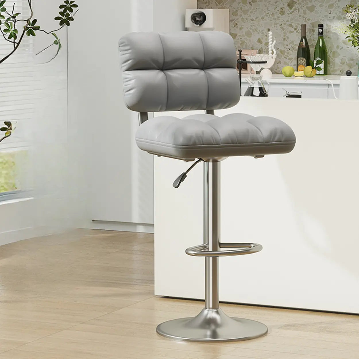 Green Rotating Adjustable Height Bar Stool — Dark Gray