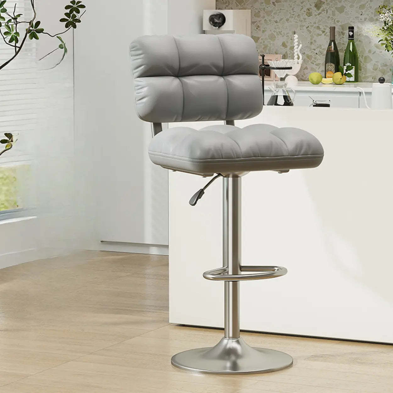 Green Rotating Adjustable Height Bar Stool — Dark Gray