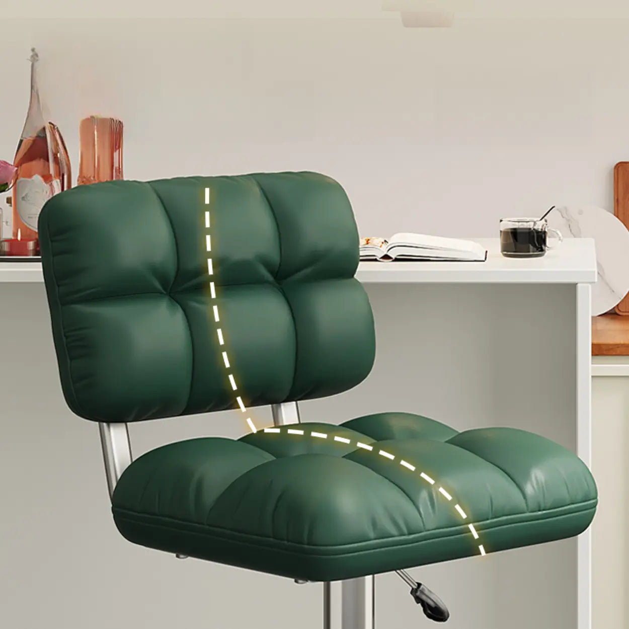Green Rotating Adjustable Height Bar Stool