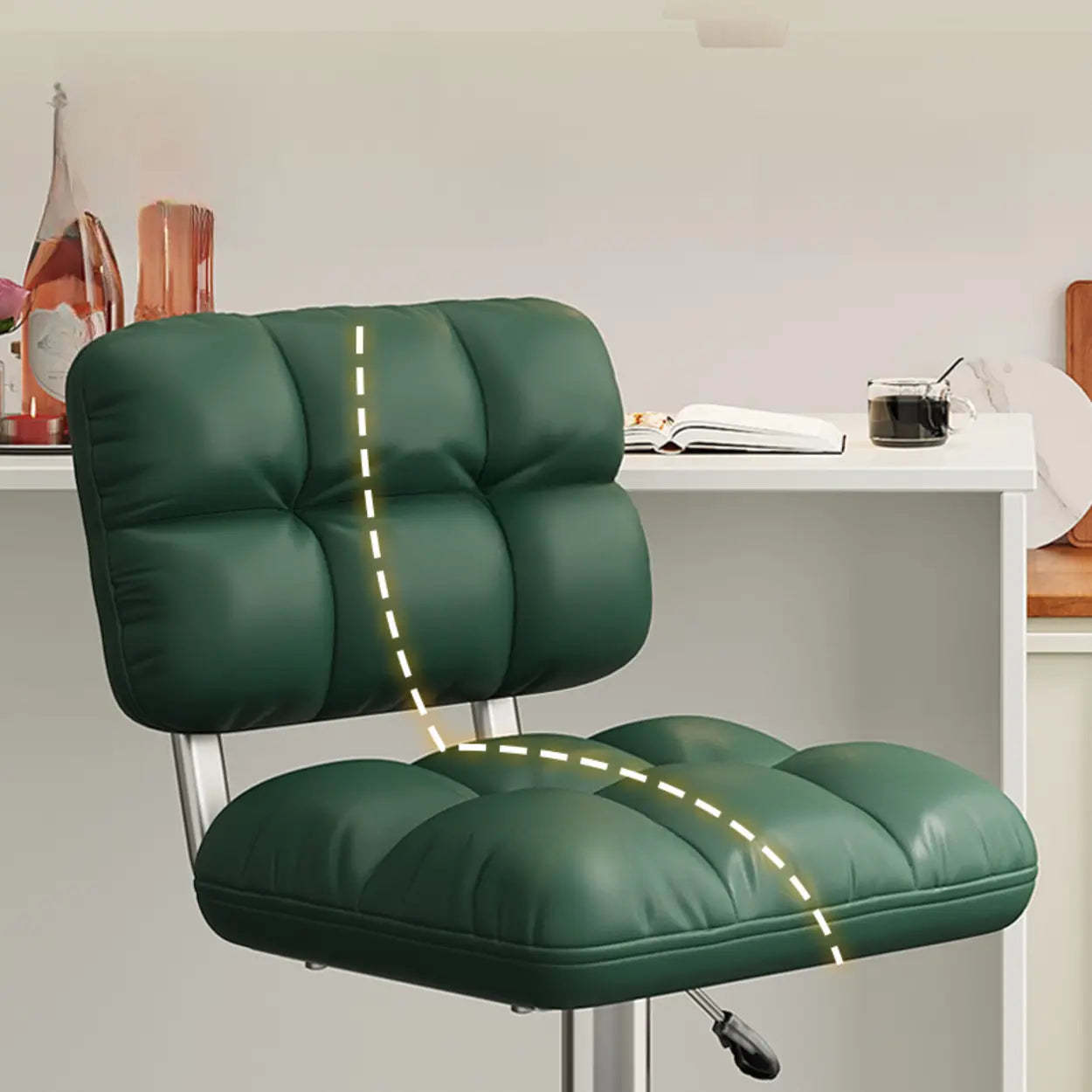 Green Rotating Adjustable Height Bar Stool
