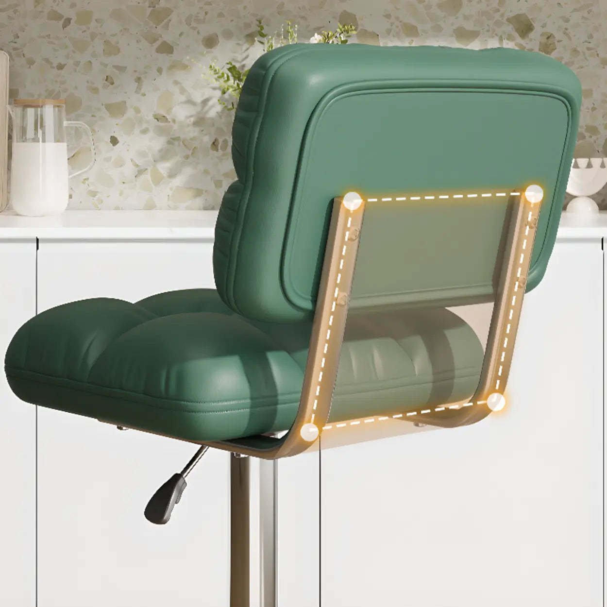 Green Rotating Adjustable Height Bar Stool