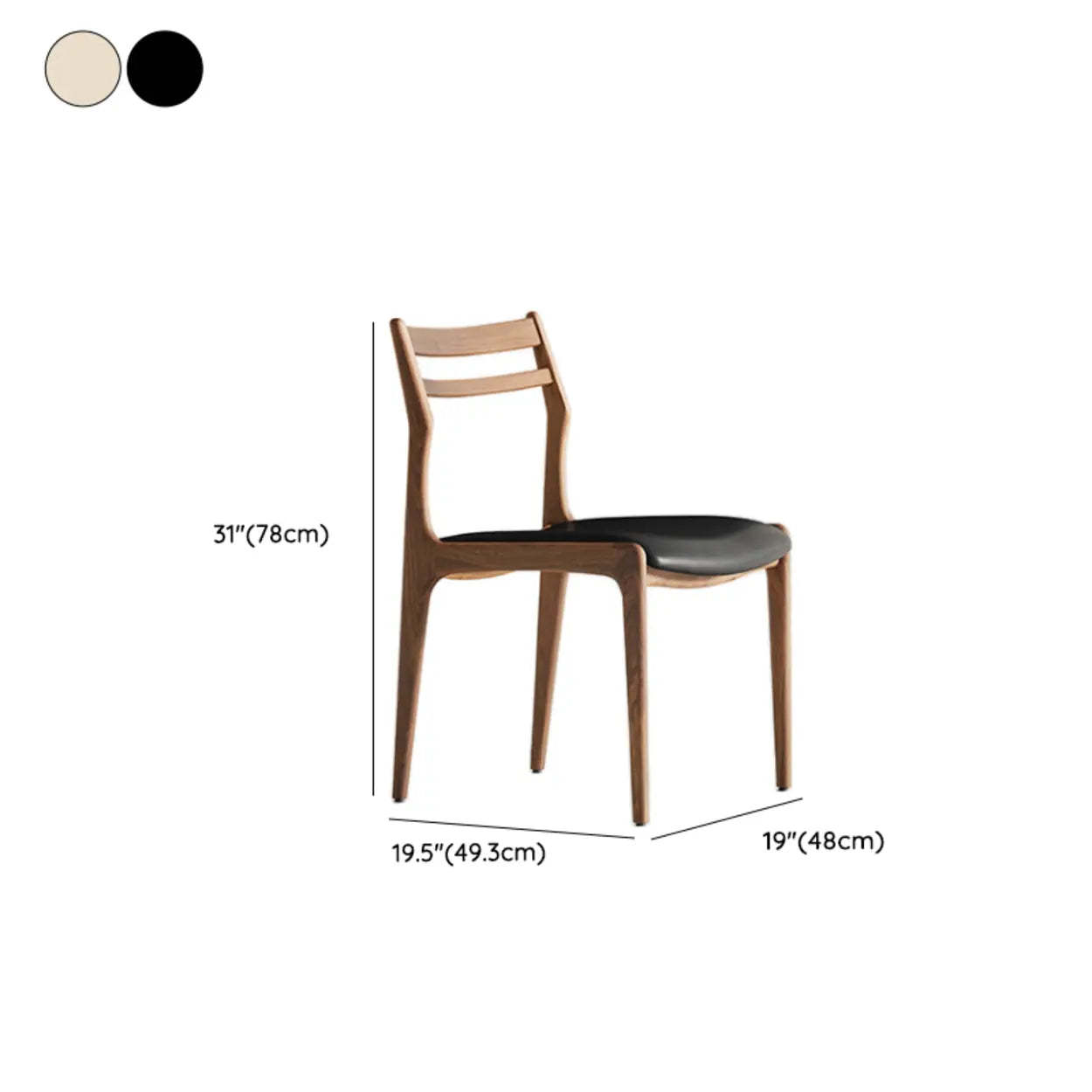 Modern Walnut Natural Wood Side Dining Chair