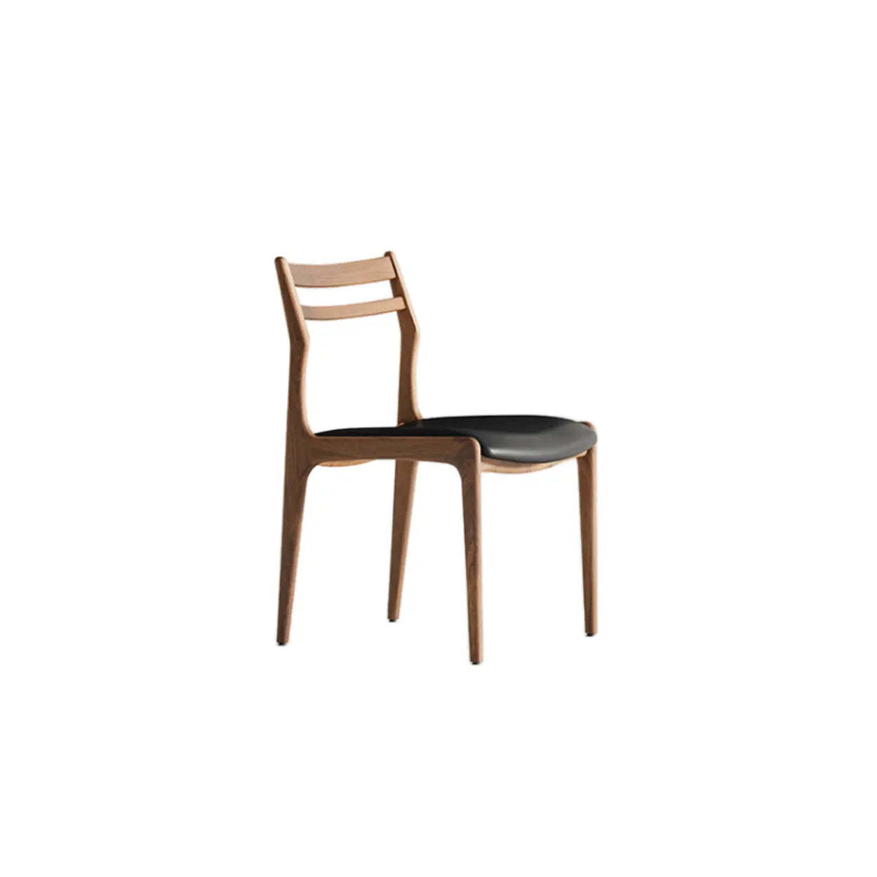 Modern Walnut Natural Wood Side Dining Chair — Nut-Brown / Black