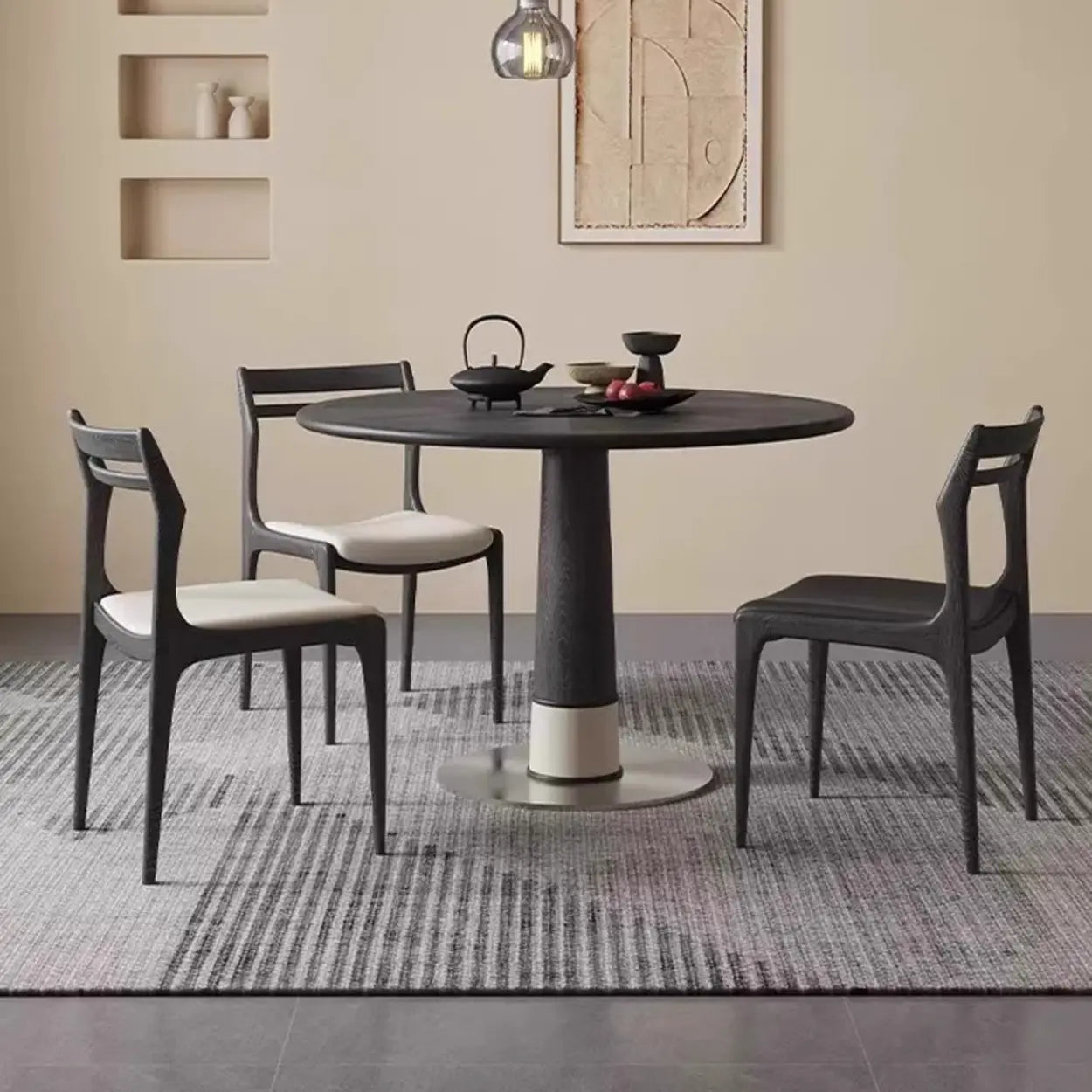 Modern Walnut Natural Wood Side Dining Chair