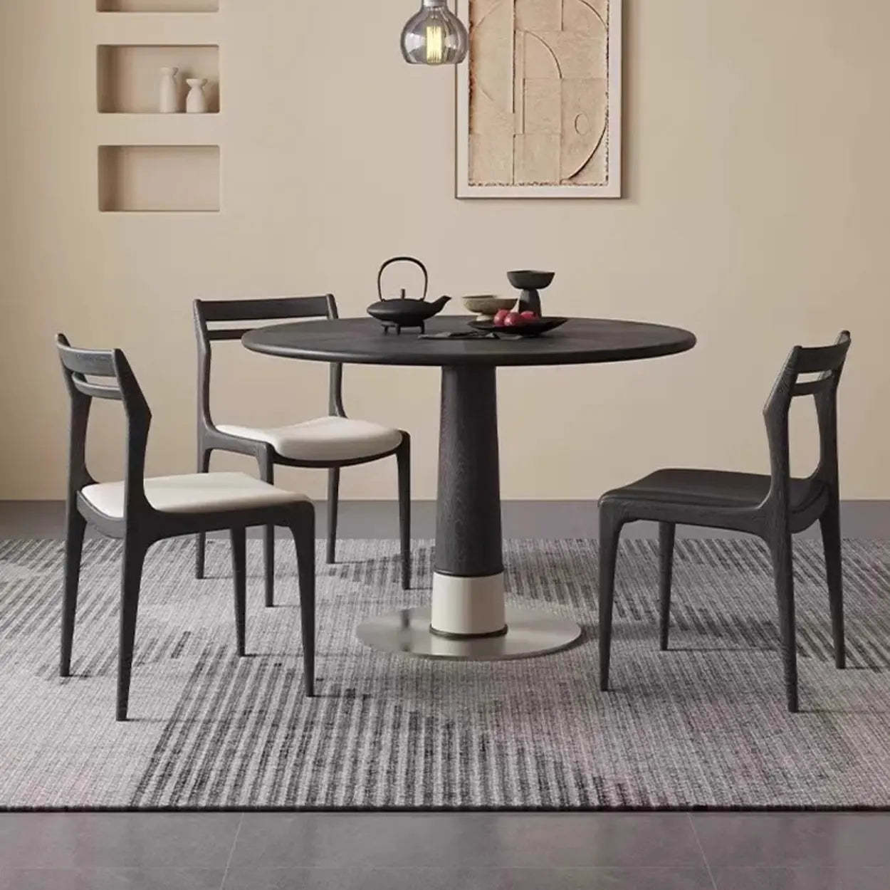 Modern Walnut Natural Wood Side Dining Chair