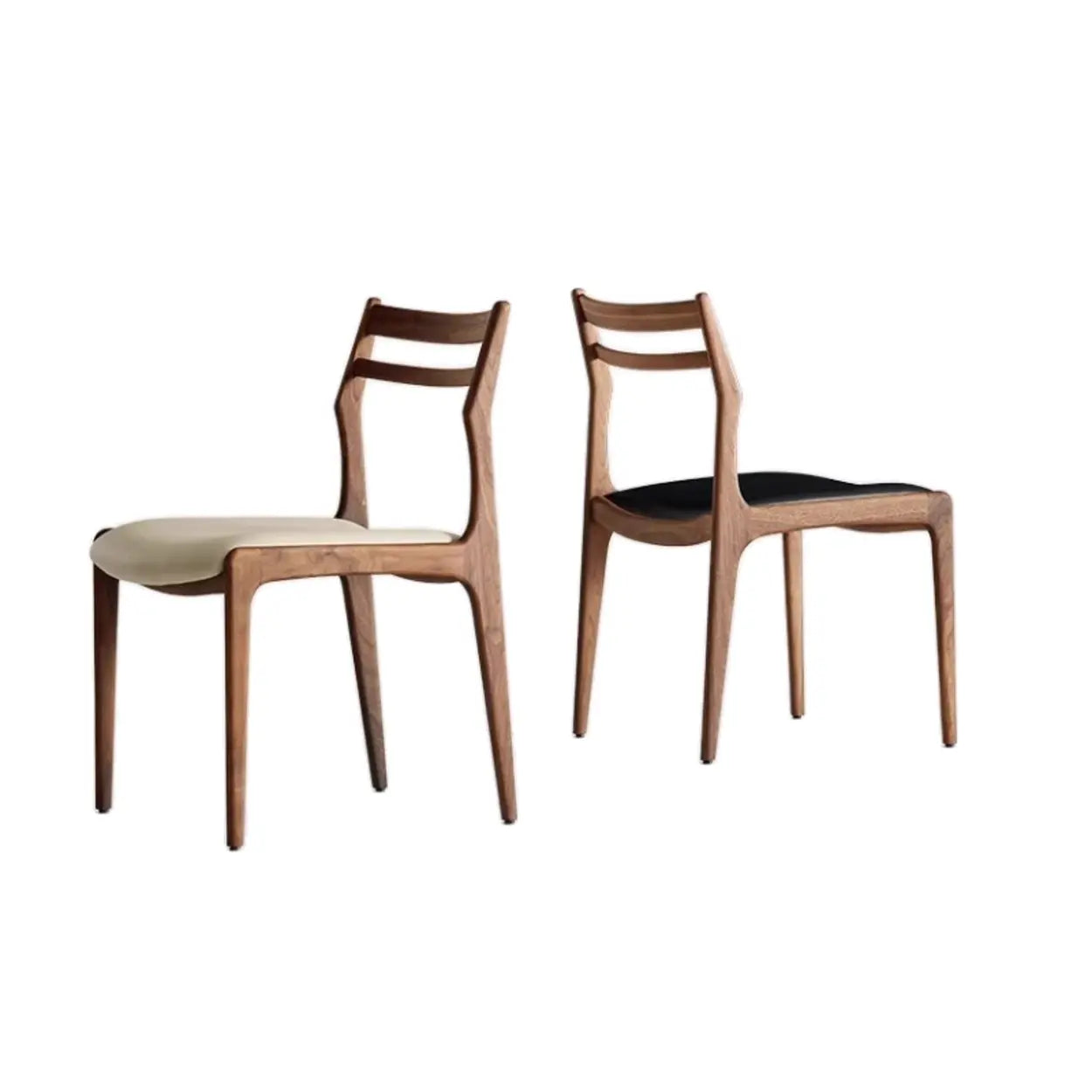 Modern Walnut Natural Wood Side Dining Chair