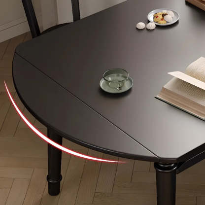 Modern Simple Black Round Wood Extendable Dining Table