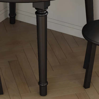 Modern Simple Black Round Wood Extendable Dining Table