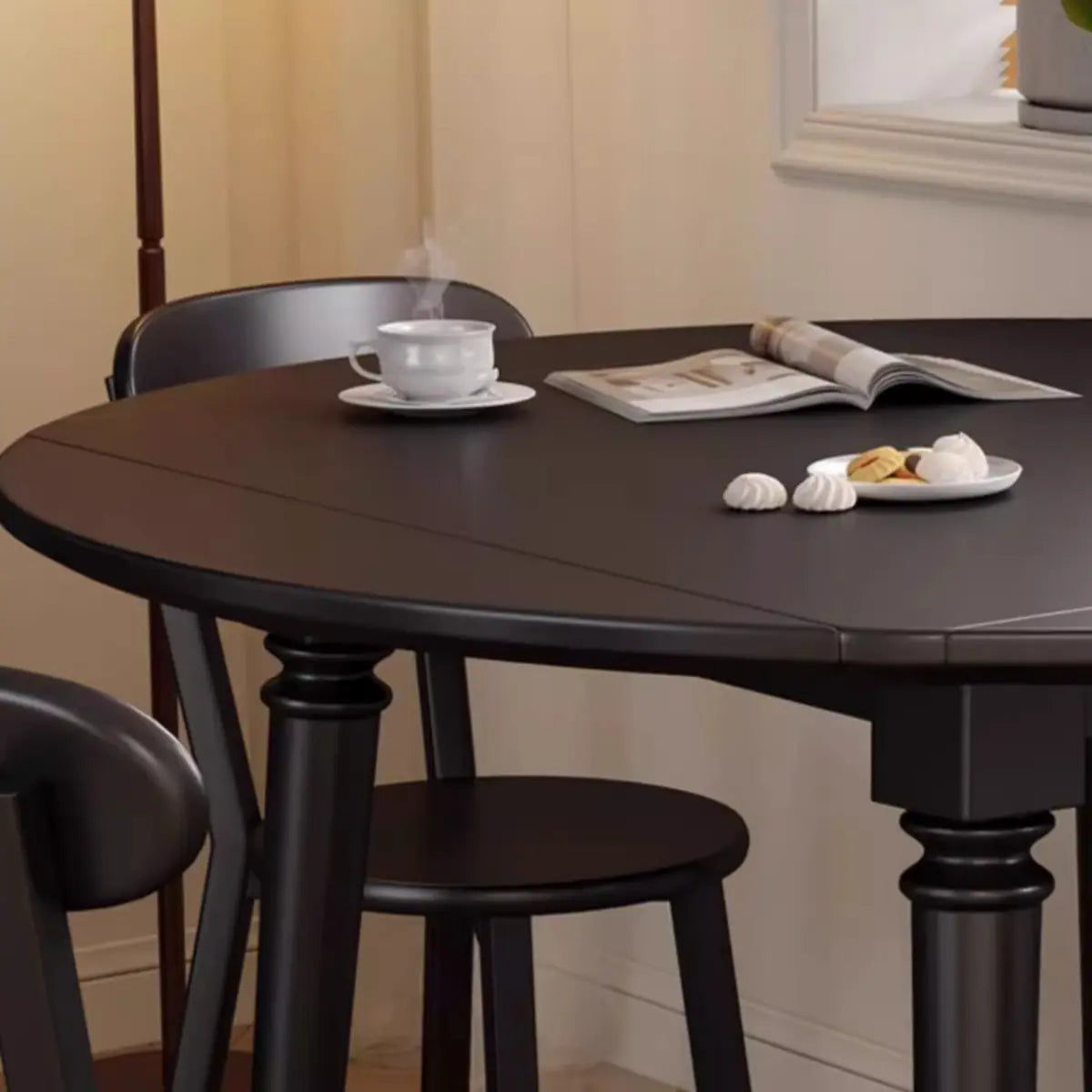 Modern Simple Black Round Wood Extendable Dining Table