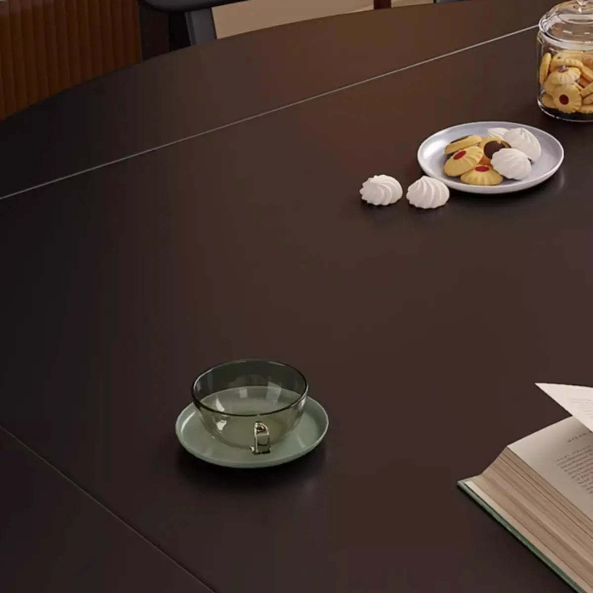Modern Simple Black Round Wood Extendable Dining Table