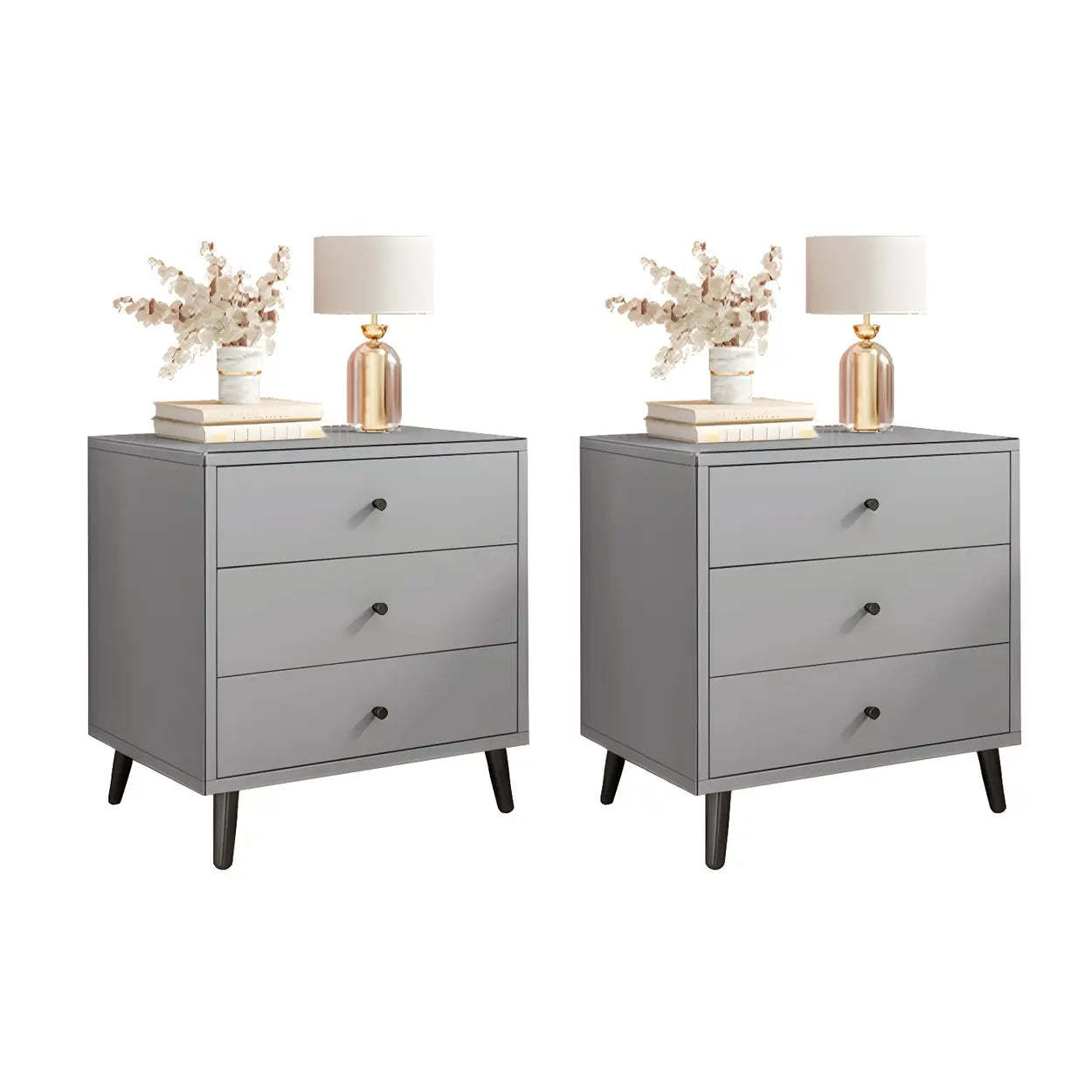 Sleek Wood Two-Drawer Storage Nightstand