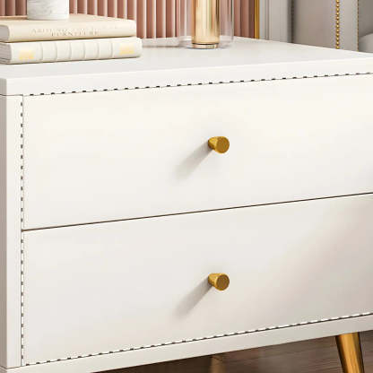 Modern Sleek White Wood 2-Drawer Nightstand