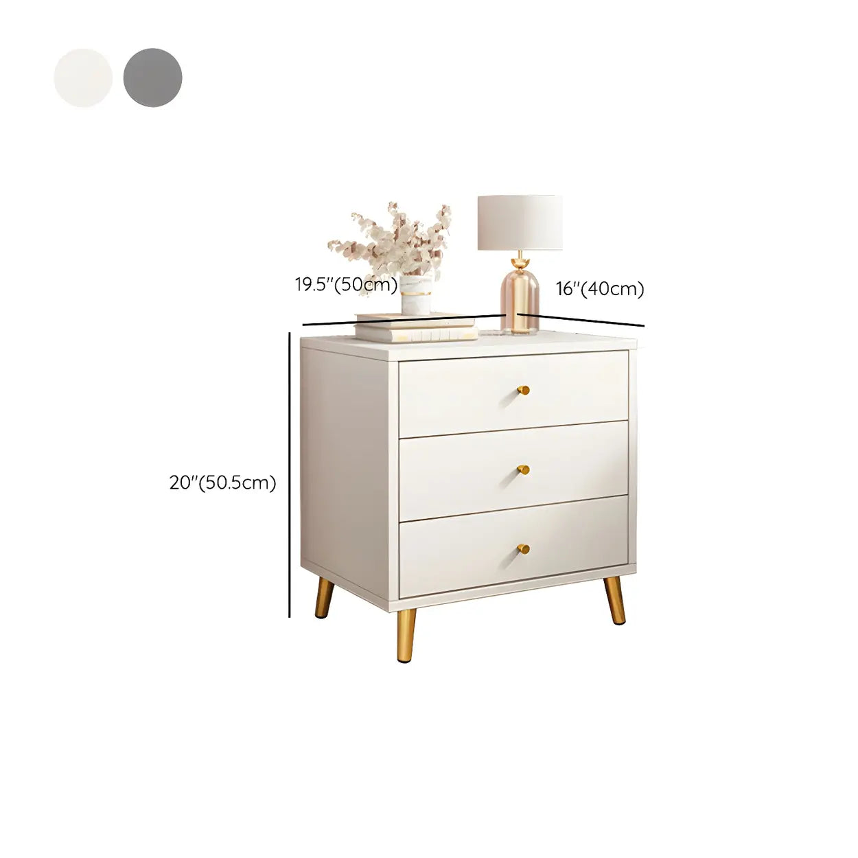 Modern Sleek White Wood 2-Drawer Nightstand