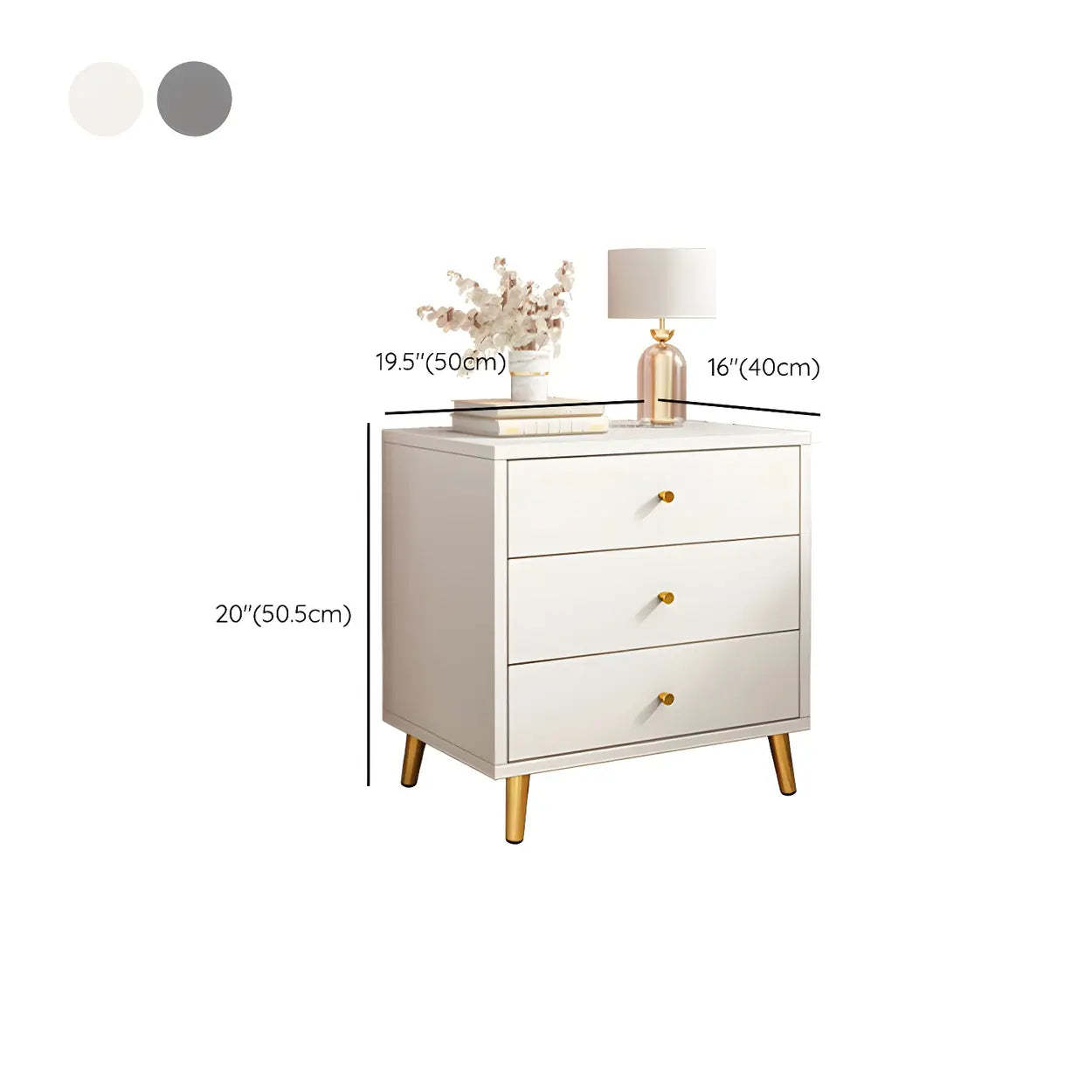 Modern Sleek White Wood 2-Drawer Nightstand