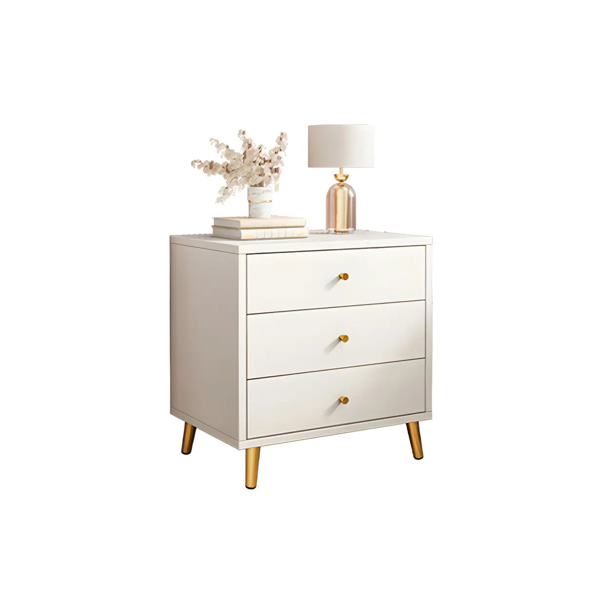Modern Sleek White Wood 2-Drawer Nightstand — White / 1 Piece / 2