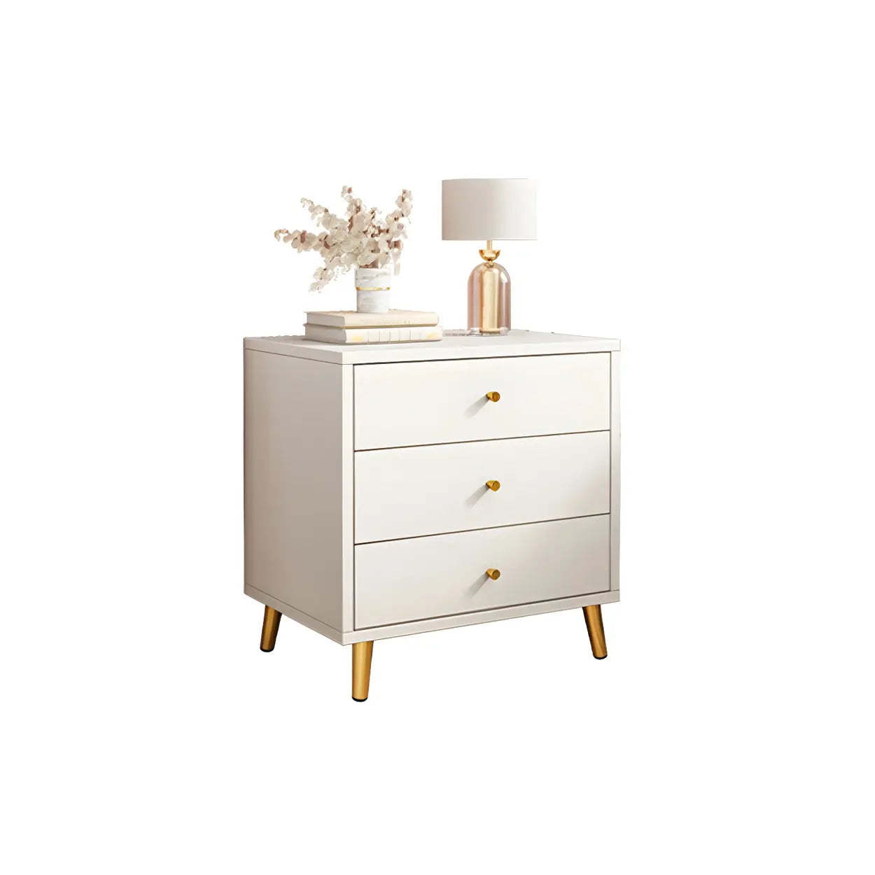 Modern Sleek White Wood 2-Drawer Nightstand — White / 1 Piece / 2