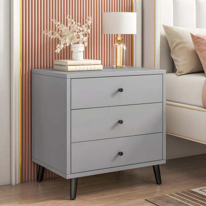 Modern Sleek White Wood 2-Drawer Nightstand — White / 2 Piece Set / 1