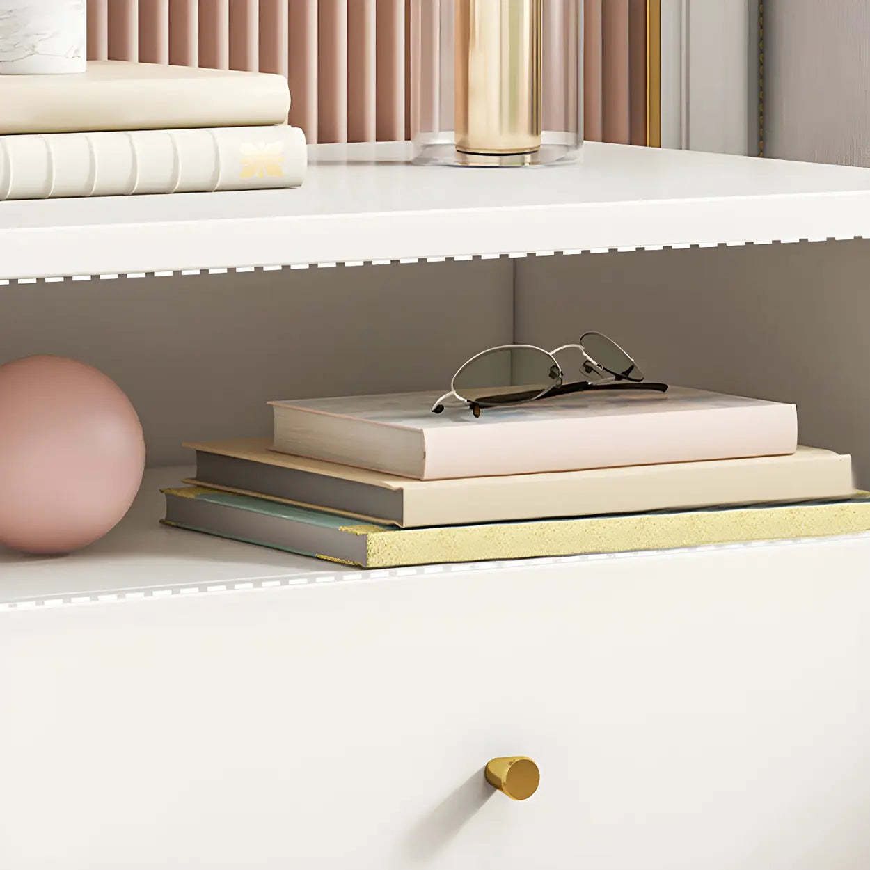 Modern Sleek White Wood 2-Drawer Nightstand — Light Gray / 2 Piece Set / 3
