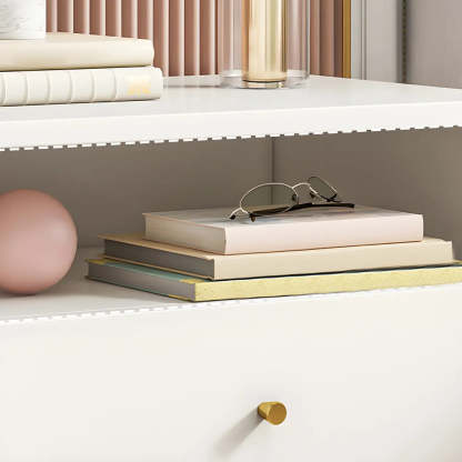 Modern Sleek White Wood 2-Drawer Nightstand — Light Gray / 2 Piece Set / 3