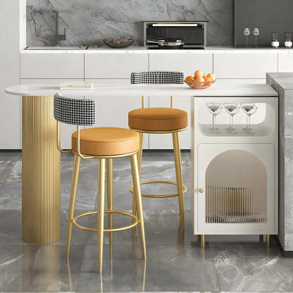 Modern Slim Bar Table with Rounded Edge and Storage — Gray/ Black / Table Only