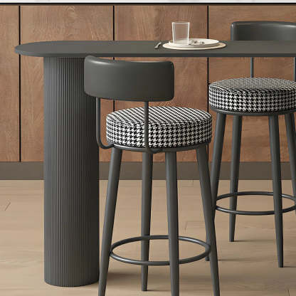 Modern Slim Bar Table with Rounded Edge and Storage — White-Gold / Table Only