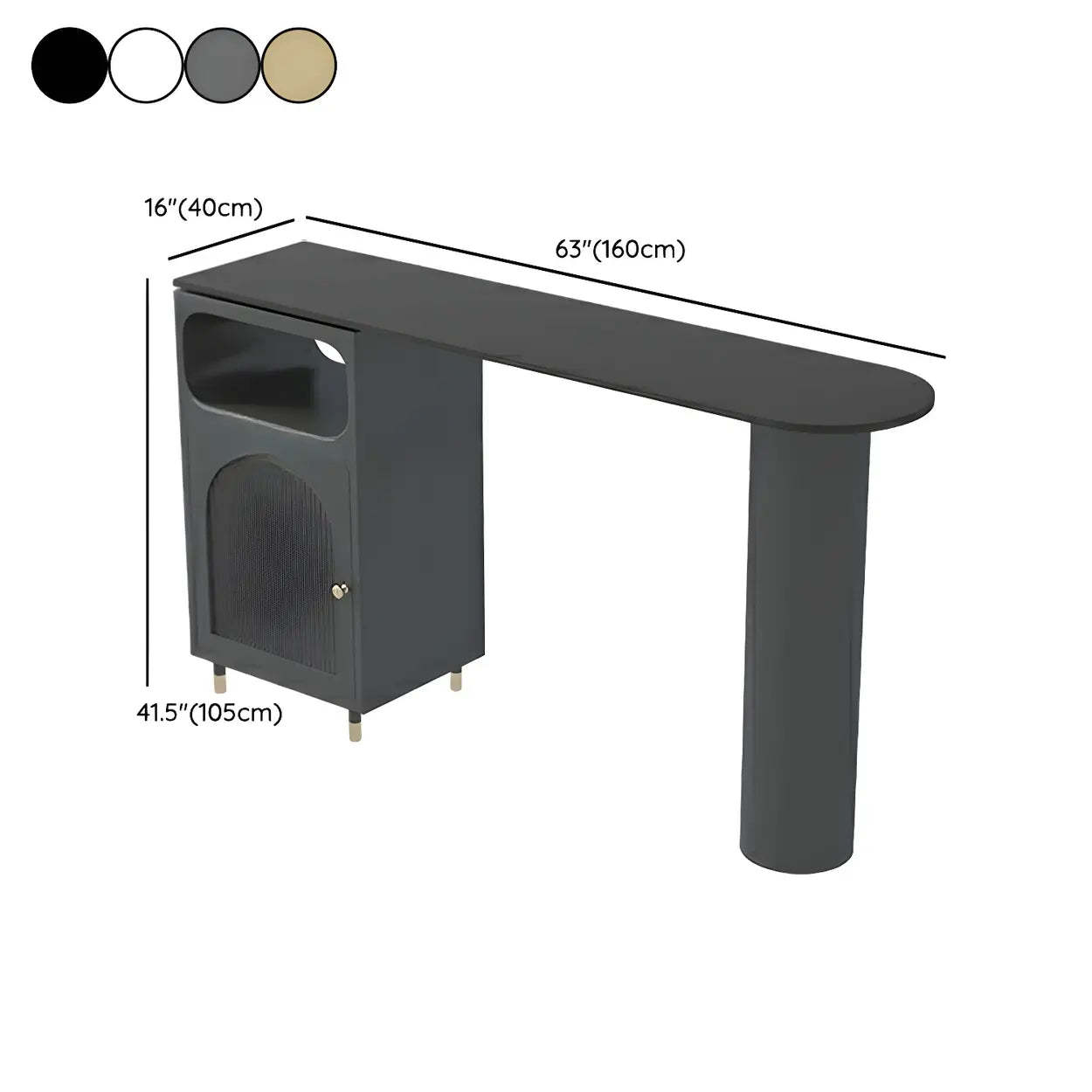 Modern Slim Bar Table with Rounded Edge and Storage