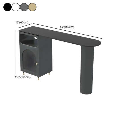 Modern Slim Bar Table with Rounded Edge and Storage