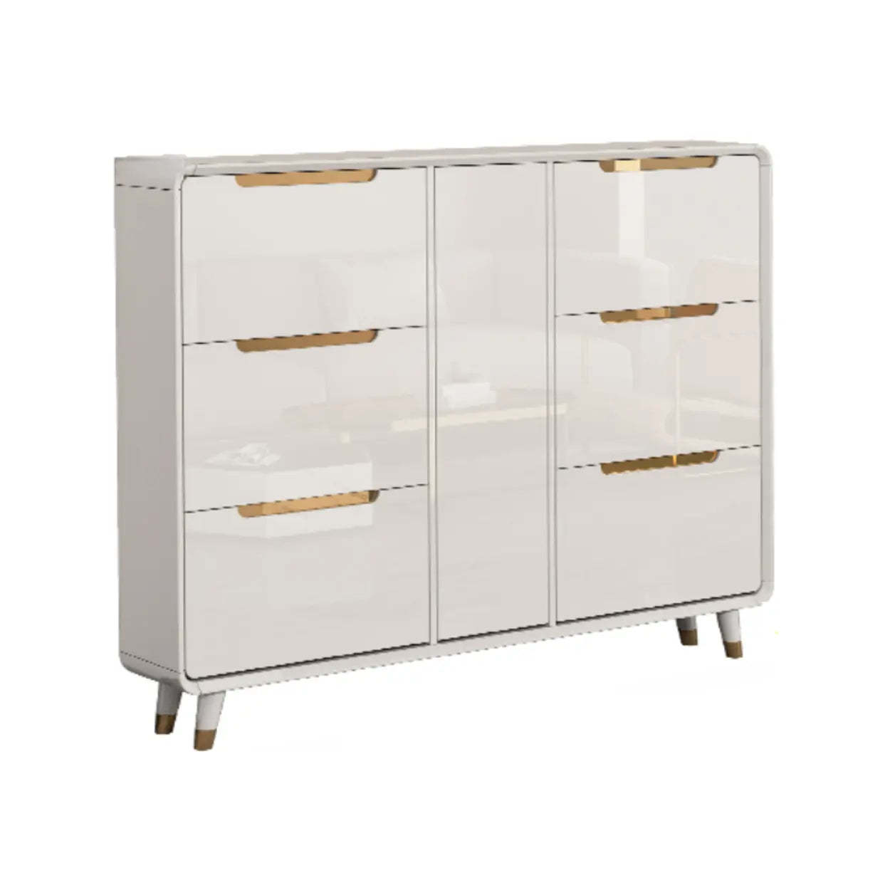 Modern Slim White Wood Entryway Shoe Cabinet