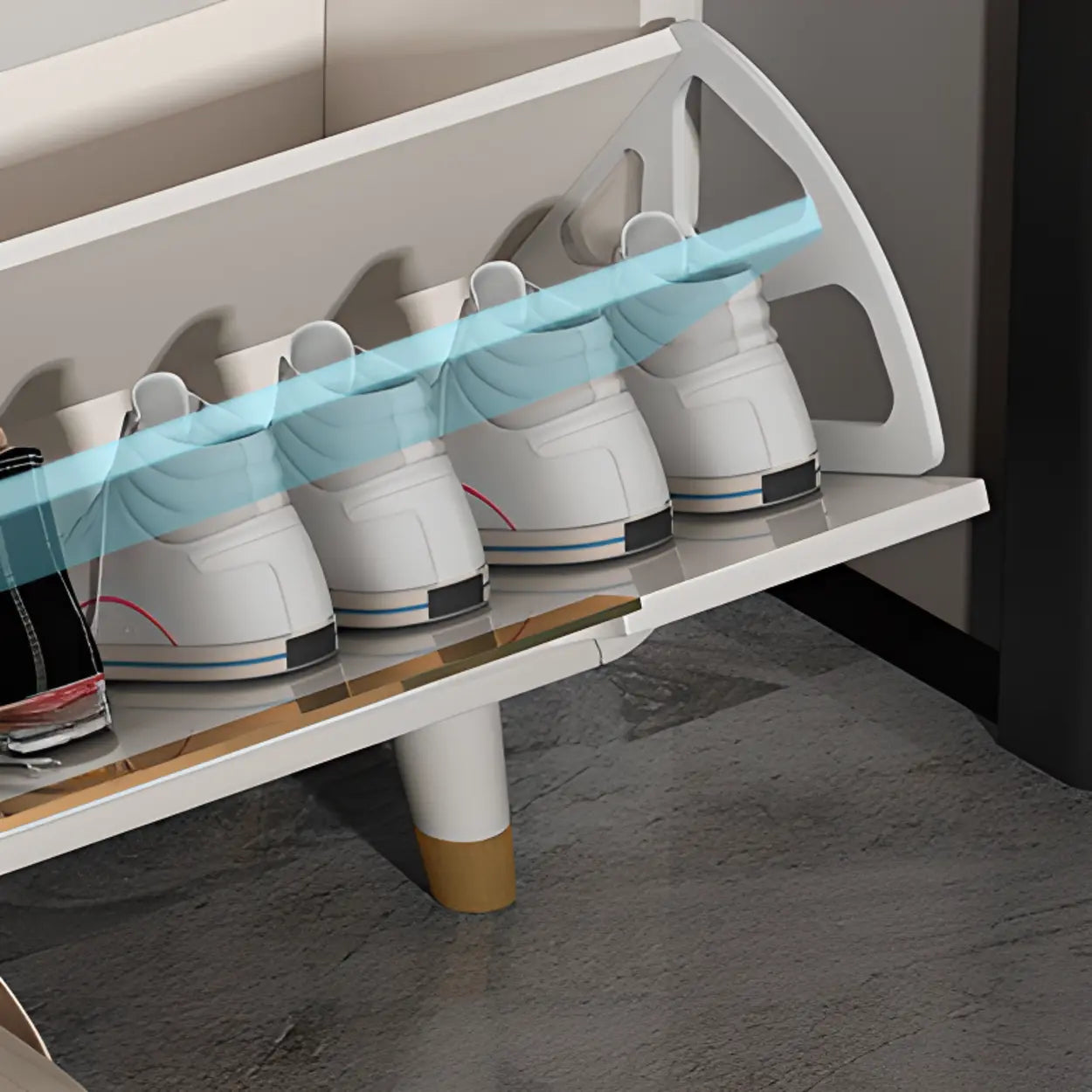 Modern Slim White Wood Entryway Shoe Cabinet