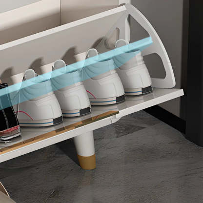 Modern Slim White Wood Entryway Shoe Cabinet