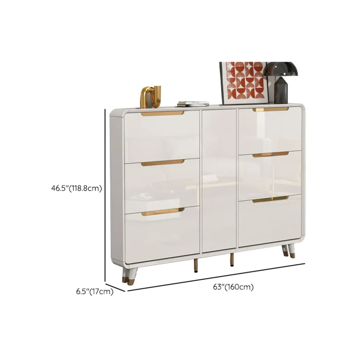 Modern Slim White Wood Entryway Shoe Cabinet