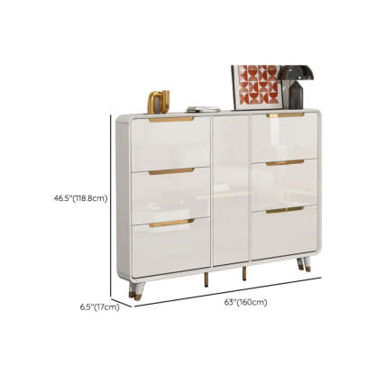 Modern Slim White Wood Entryway Shoe Cabinet