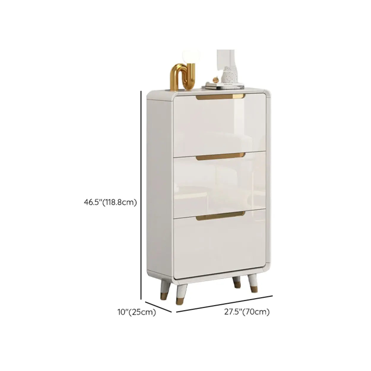 Modern Slim White Wood Entryway Shoe Cabinet