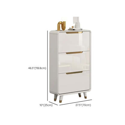 Modern Slim White Wood Entryway Shoe Cabinet