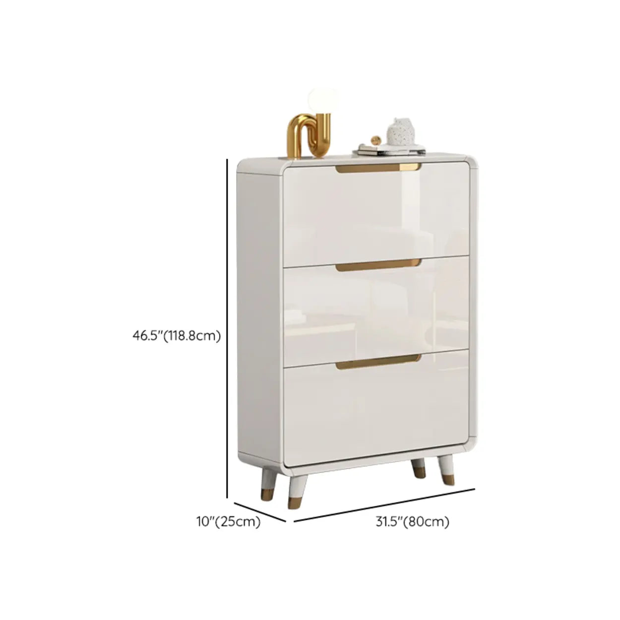 Modern Slim White Wood Entryway Shoe Cabinet