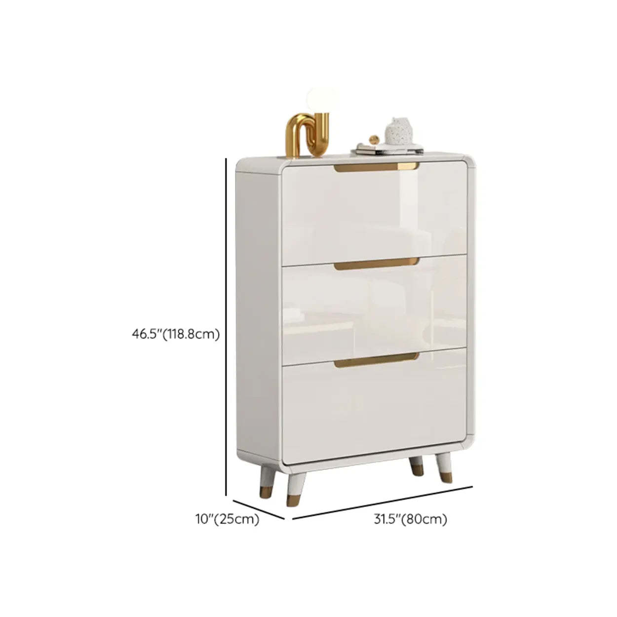 Modern Slim White Wood Entryway Shoe Cabinet