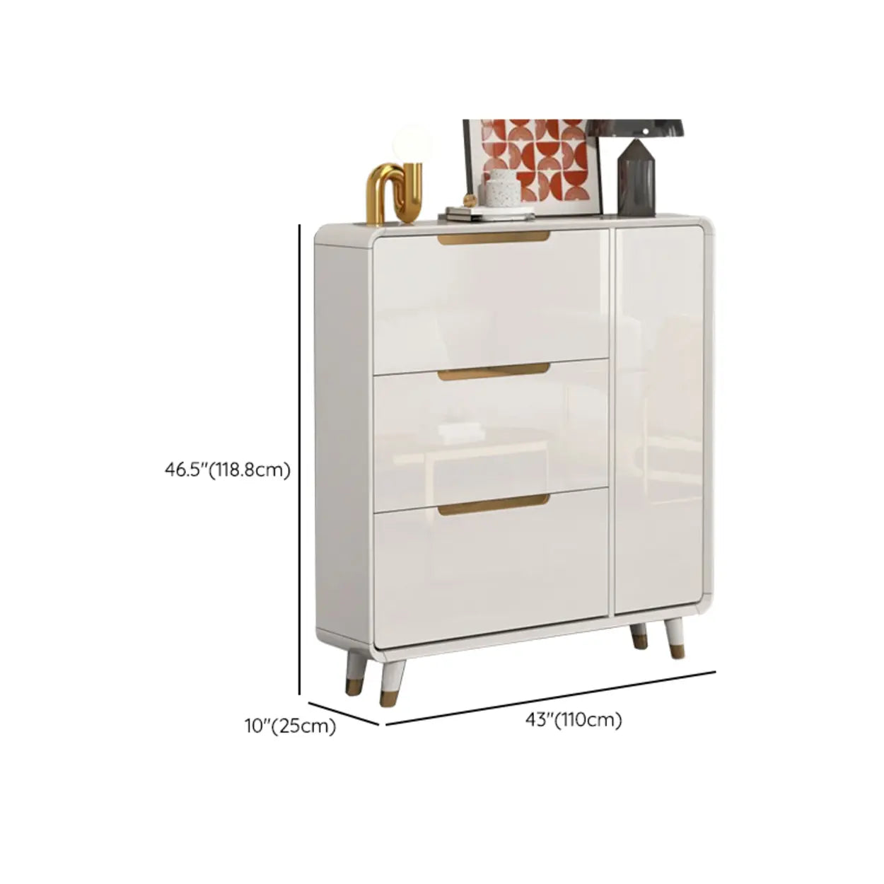 Modern Slim White Wood Entryway Shoe Cabinet