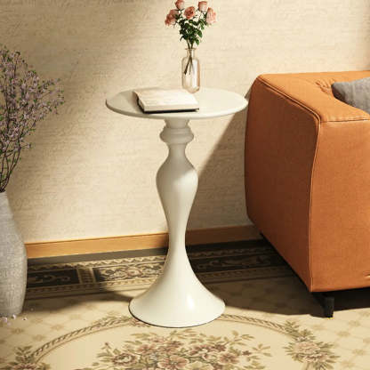 Modern Small Black Sculpted Pedestal Side Table