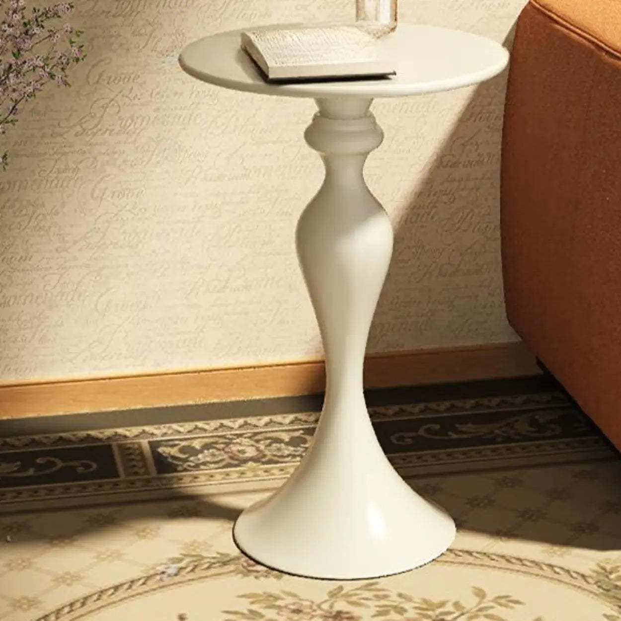 Modern Small Black Sculpted Pedestal Side Table