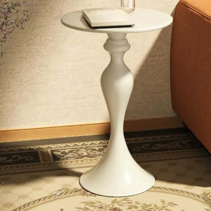 Modern Small Black Sculpted Pedestal Side Table