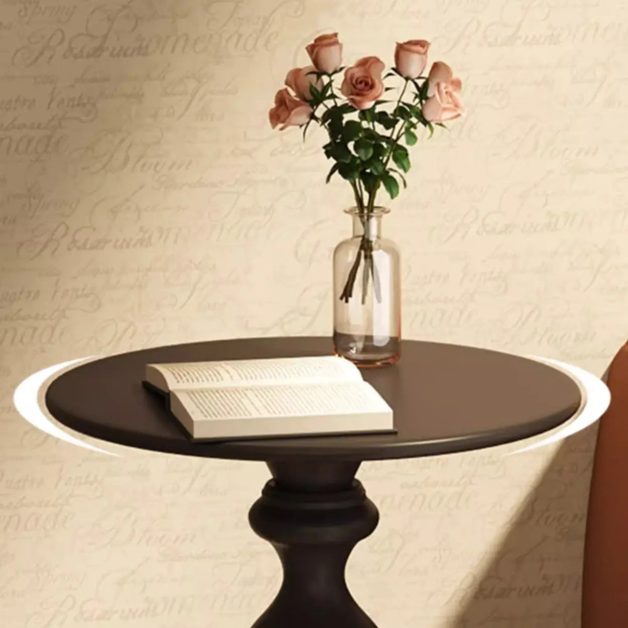Modern Small Black Sculpted Pedestal Side Table