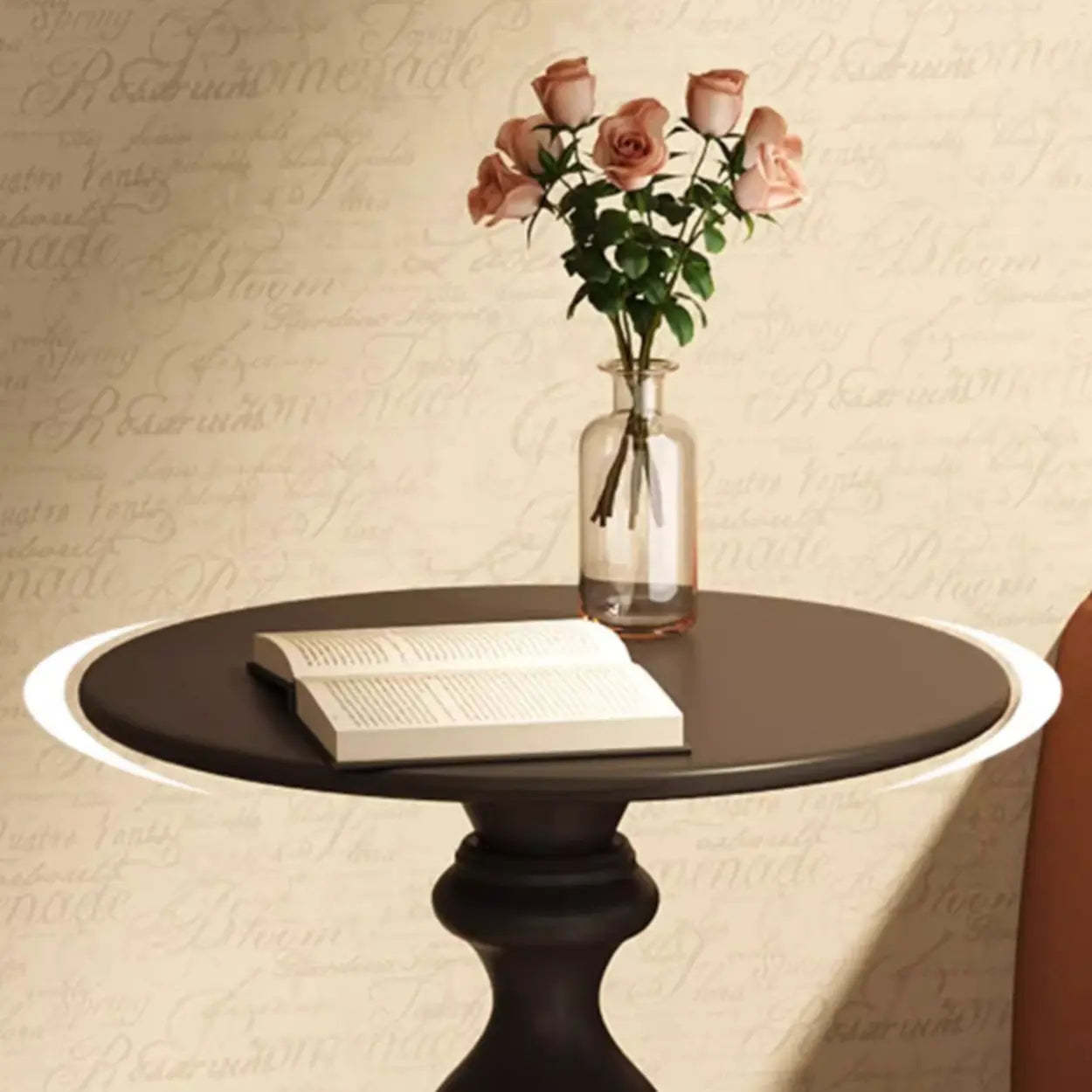 Modern Small Black Sculpted Pedestal Side Table