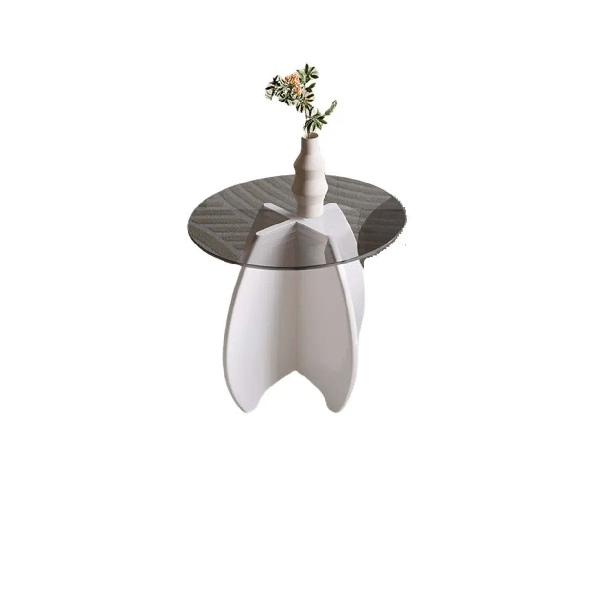 Gray modern small round coffee tables — 16" H x 20" Dia / White