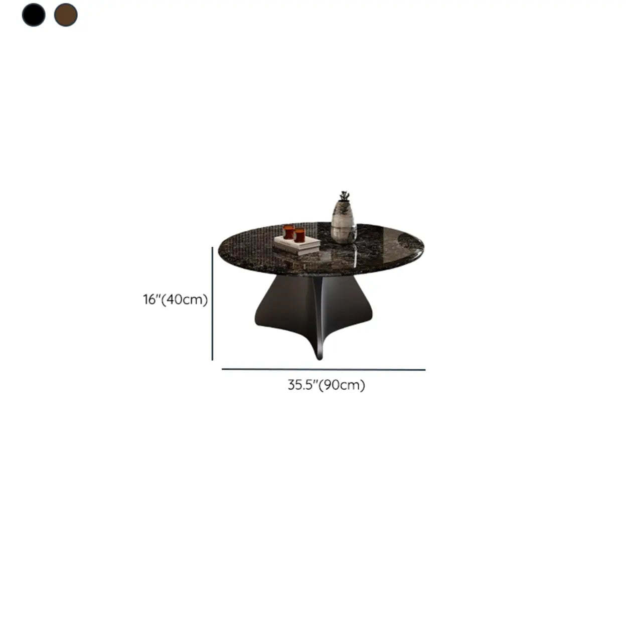 Modern Small Round Polished Stone Coffee Table