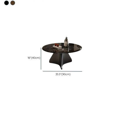 Modern Small Round Polished Stone Coffee Table