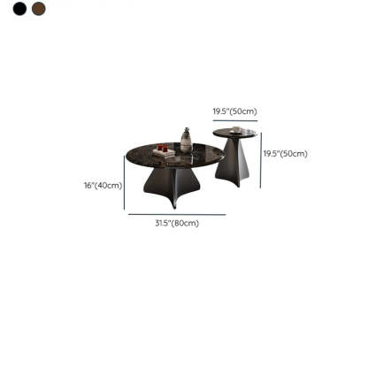 Modern Small Round Polished Stone Coffee Table