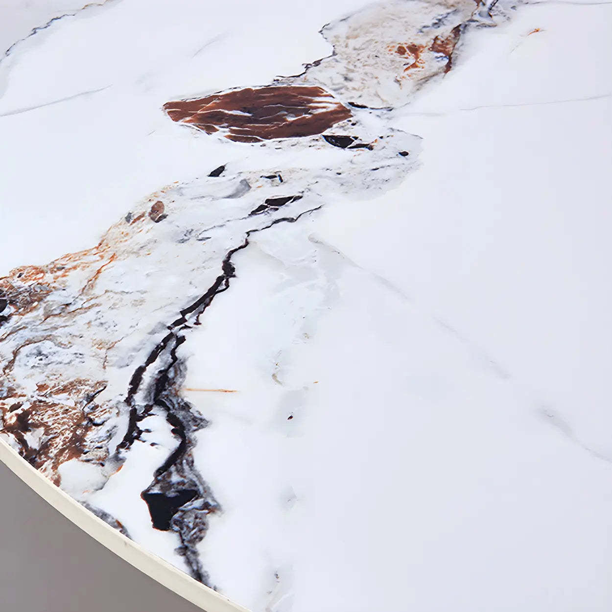 Modern Small Round Gold-Base Bar Table — White-Gray / Table Only