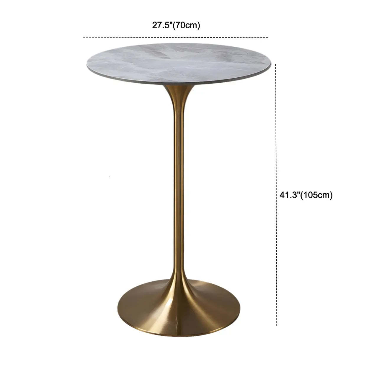 Modern Small Round Gold-Base Bar Table